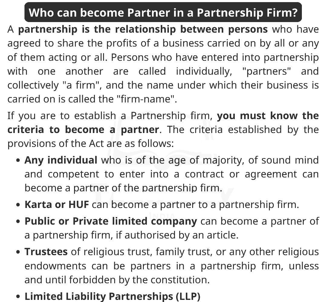 Who can be partner in the partnership Firm