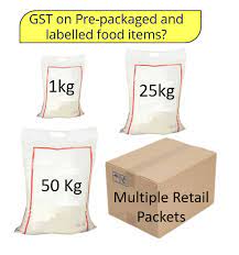 pre-packaged and labelled food items (up to 25kg packing)