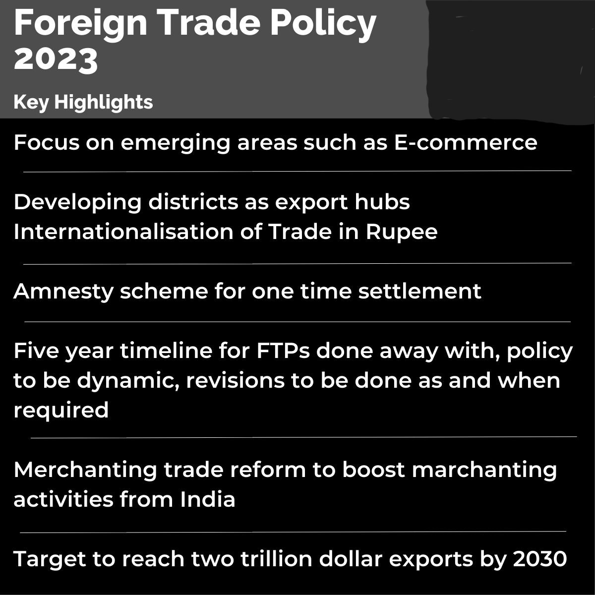 Highlights of India's Foreign Trade Policy 2023-28