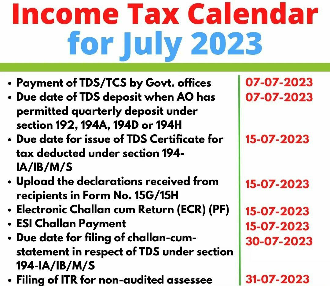 Compliance Calendar July 2023