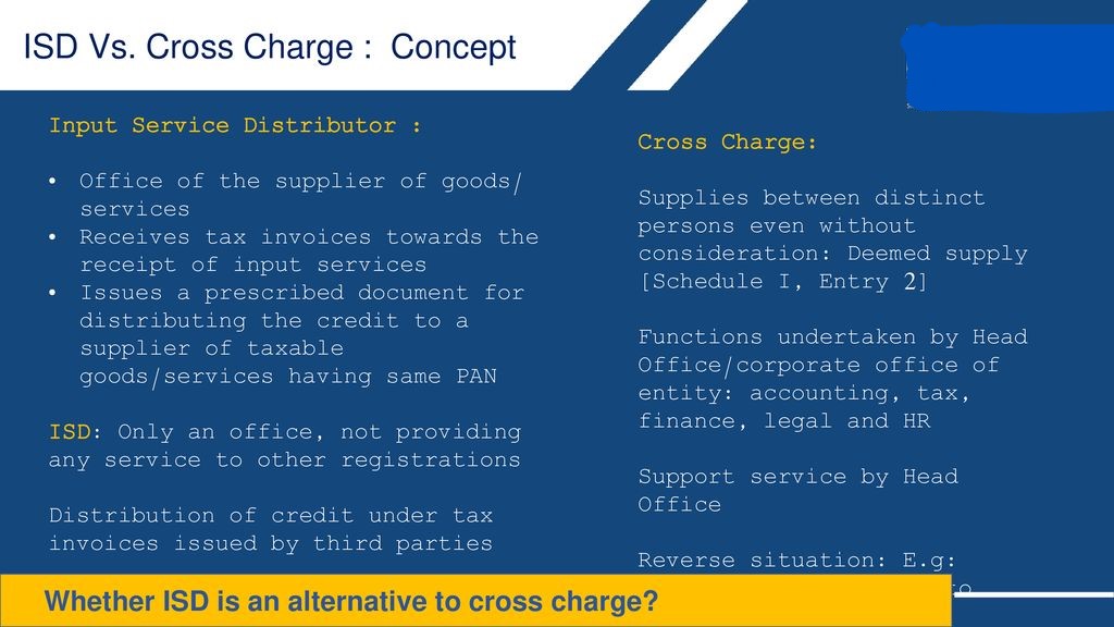 Input Service Distributor Vs Cross Charge
