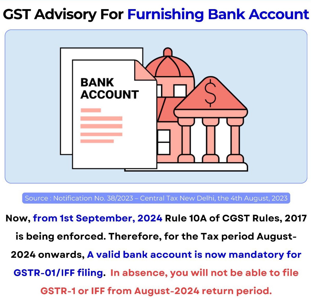 update the Valid Bank Ac in GST 
