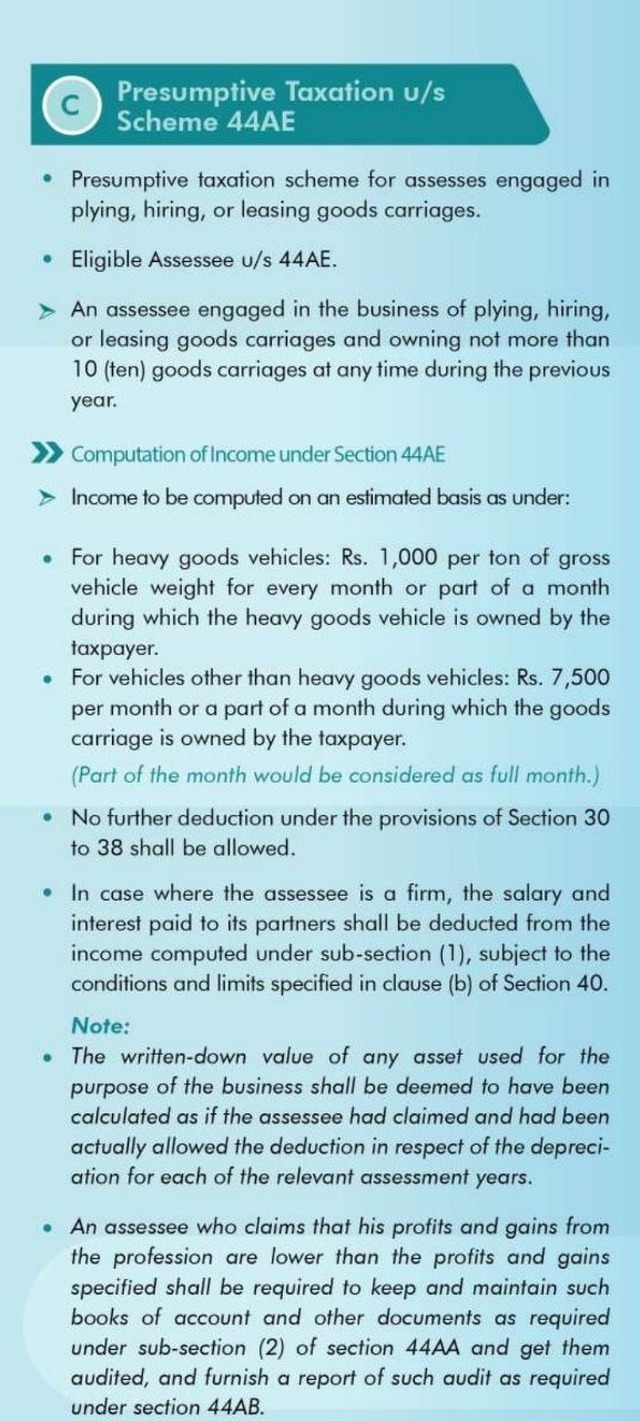 Presumptive Taxation Scheme u s 44AD, 44ADA and 44AE 2