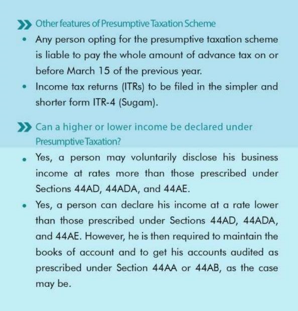 Presumptive Taxation Scheme u s 44AD, 44ADA and 44AE 3