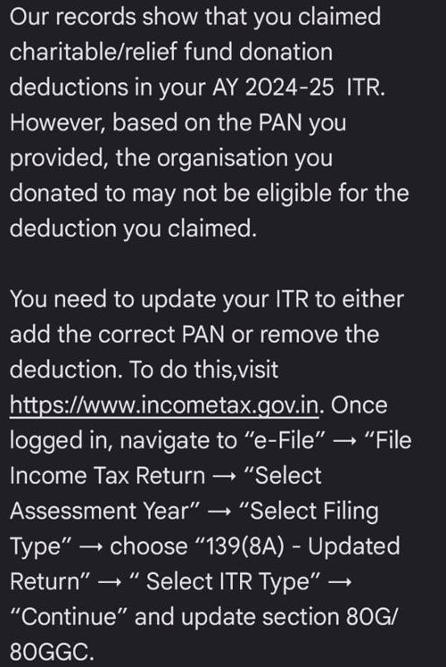 Received Income Tax Notice for 80G & 80GGC Deductions?
