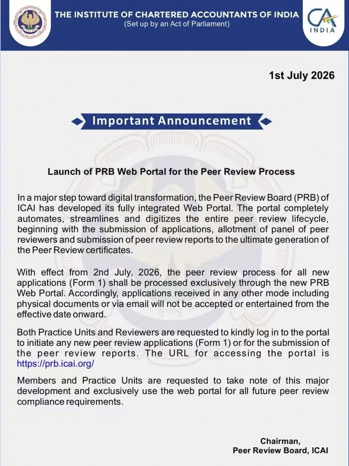 Launch of PRB Web Portal for the Peer Review Process