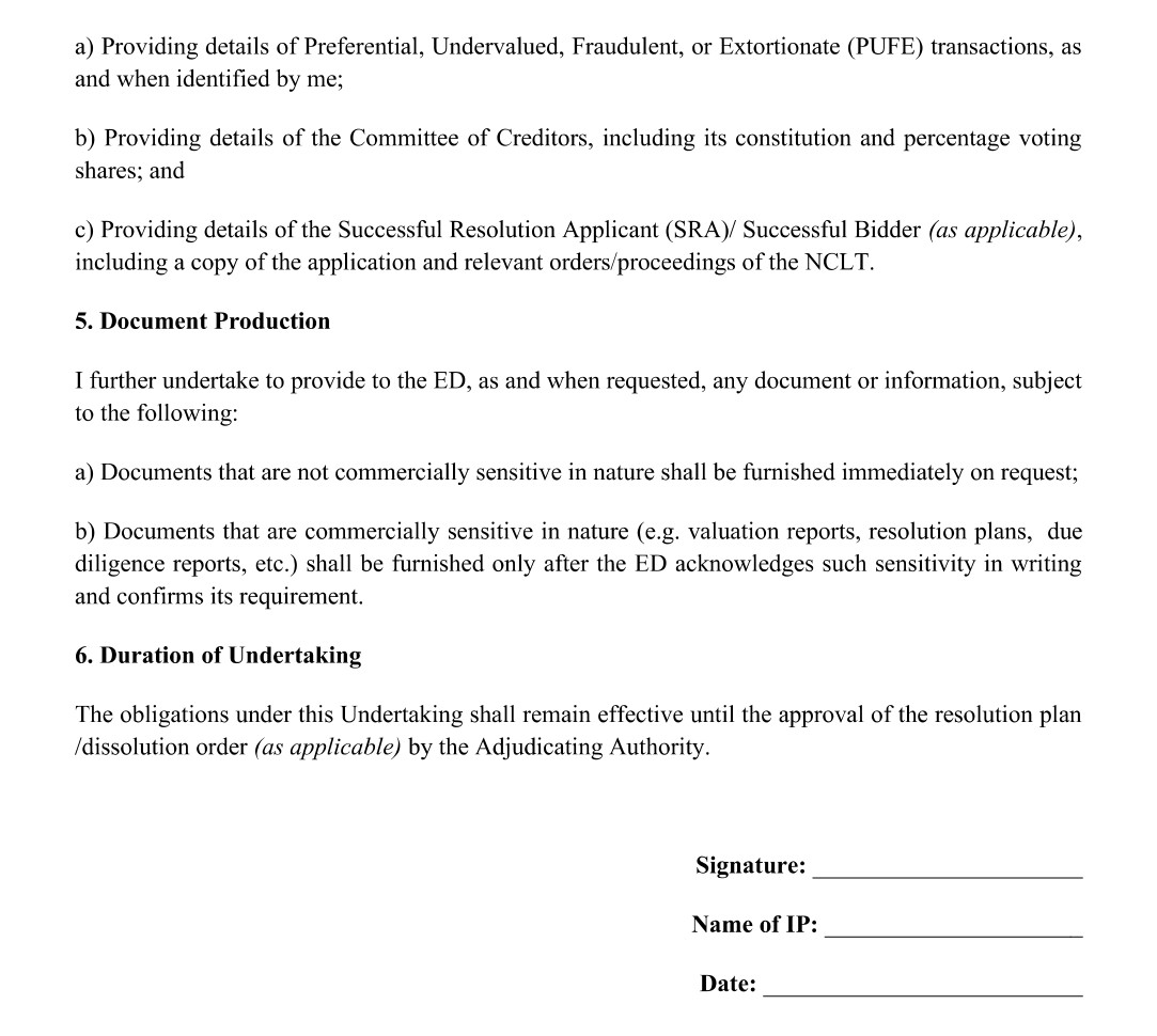 prescribed undertaking must accompany the application2