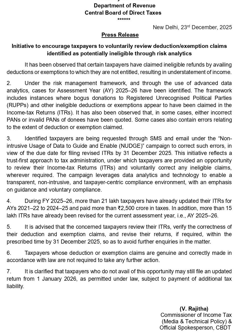 data-driven NUDGE campaign for AY 2025–26 