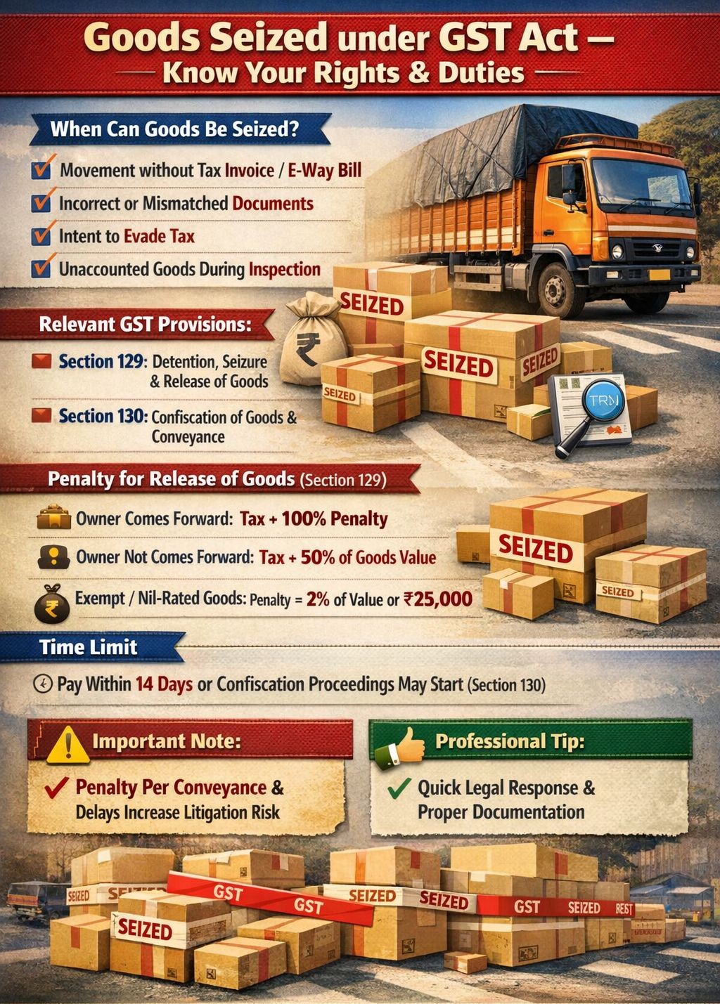 Rights & Duties in case Goods Seized under GST Act