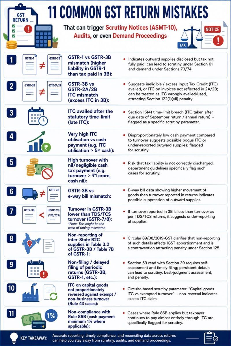 Common GST Return Mistakes That Can Trigger Scrutiny Notices, Audit or Demand Proceedings